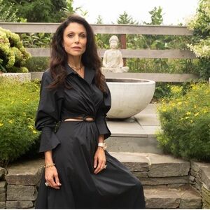 NEW Jonathan Simkhai signature Alex Black Maxi Long Cuffed Shirt Dress POPLIN